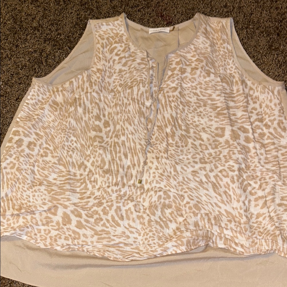 Calvin Klein Cream White Elegant Tank Top 100% Linen
